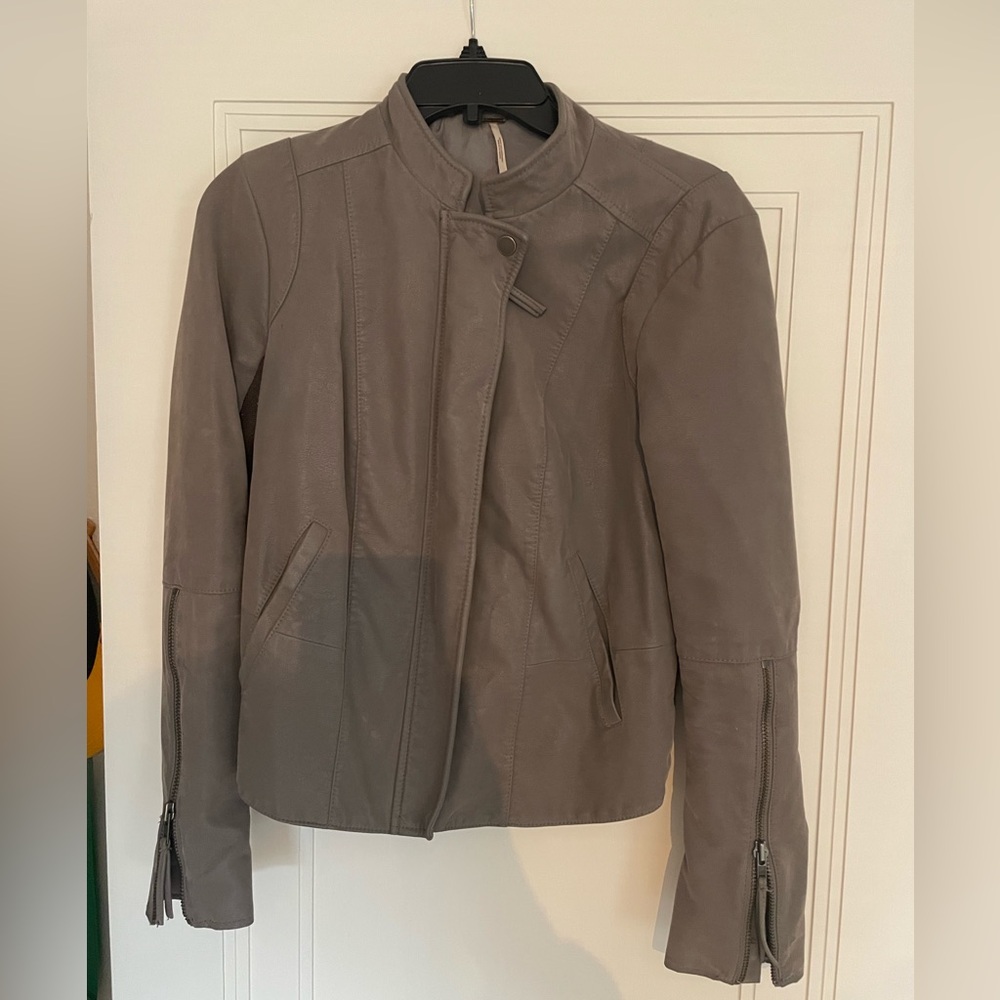 Free People moto jacket - gray suede